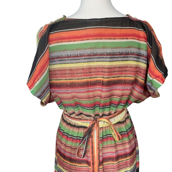 Passport Earthtone/autumnal striped maxi dress size small - Picture 4 of 7